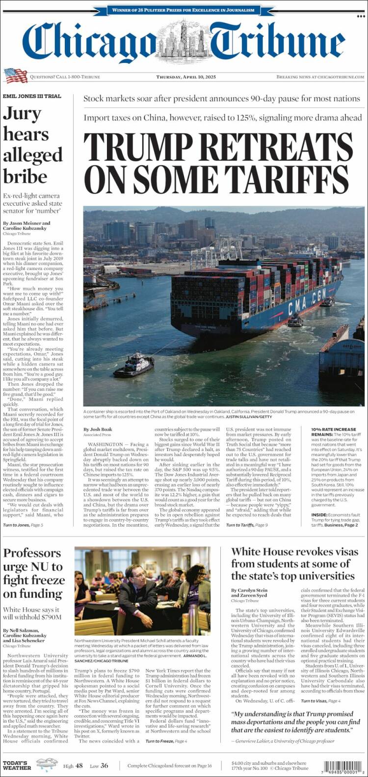 Portada de Chicago Tribune (USA)