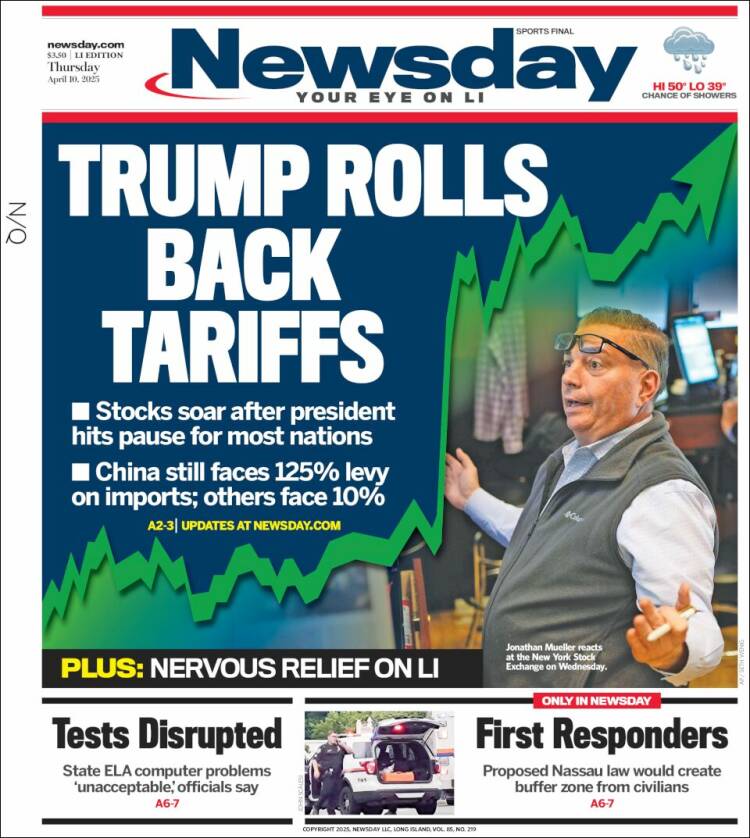 Portada de Newsday (USA)