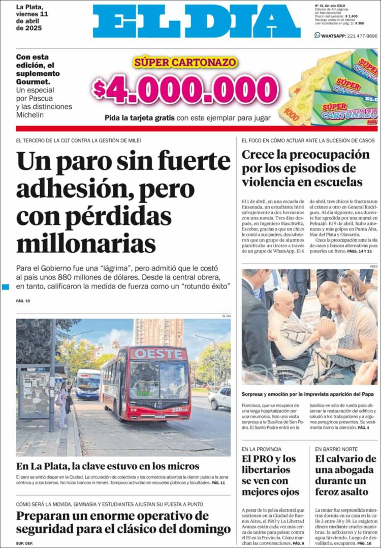 Portada de El Día de la Plata (Argentina)
