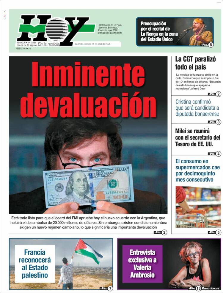 Portada de Diario Hoy (Argentina)