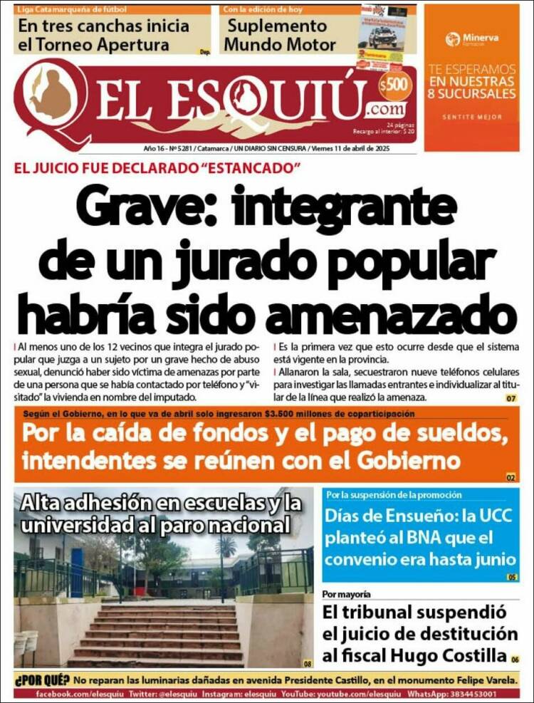 Portada de El Esquiu (Argentina)