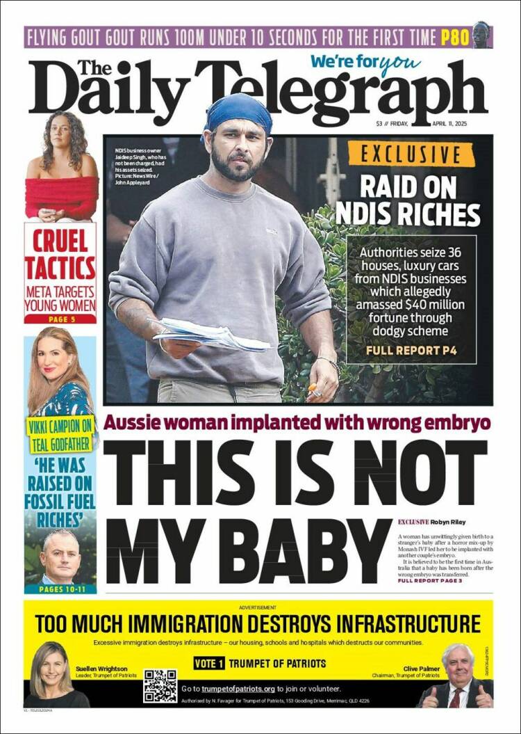 Portada de The Daily Telegraph (Australia)