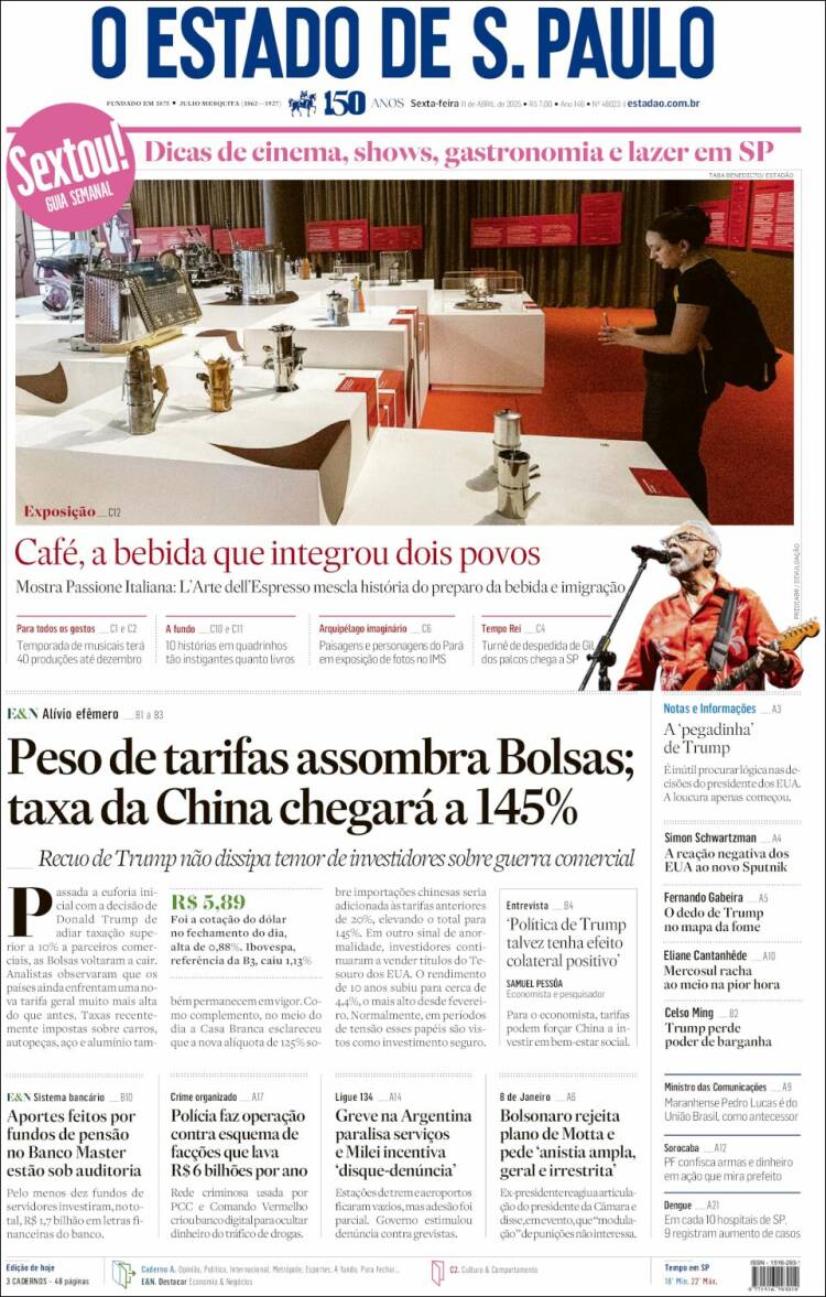 Portada de O Estado de São Paulo (Brasil)