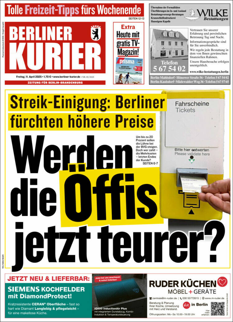 Portada de Berliner Kurier - Startseite BK (Alemania)