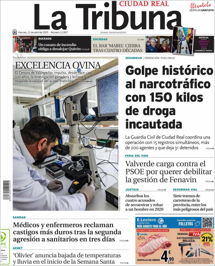 Portada de La Tribuna de Ciudad Real (España)