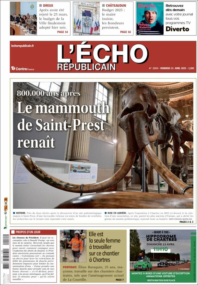 Portada de L'Echo Républicain (Francia)