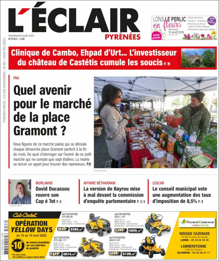 Portada de L'Eclair des Pyrénées (Francia)