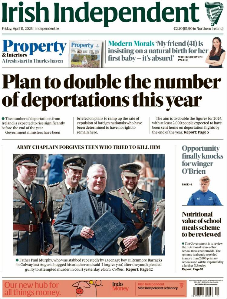 Portada de Irish Independent (Irlande)