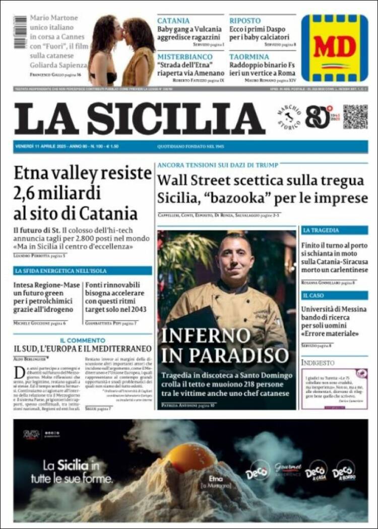 Portada de La Sicilia (Italia)