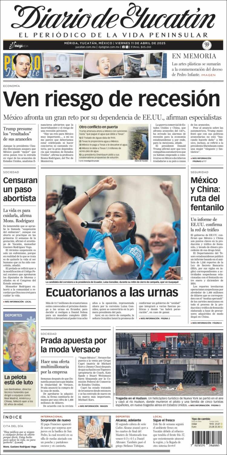 Portada de Diario de Yucatán (México)