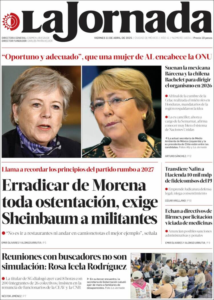 Portada de La Jornada (México)