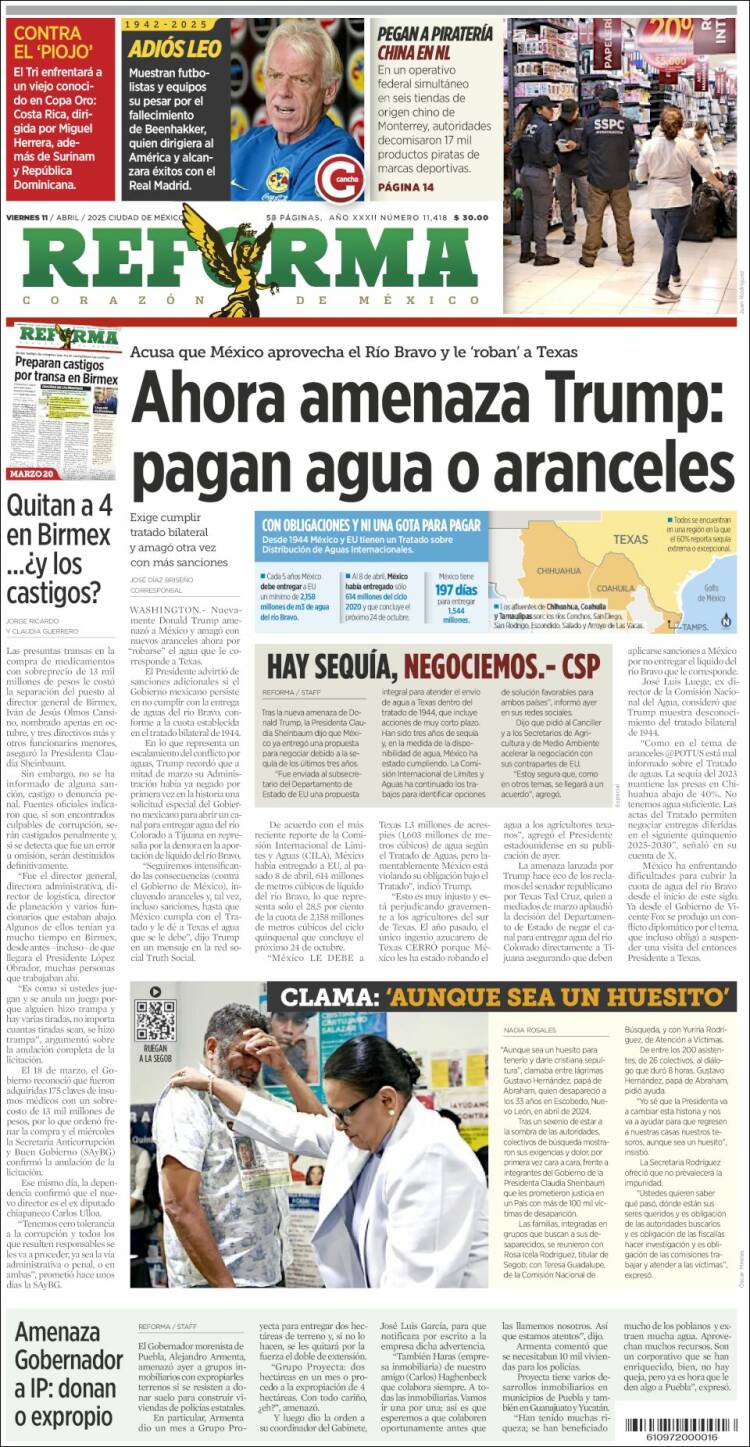 Portada de Reforma (México)