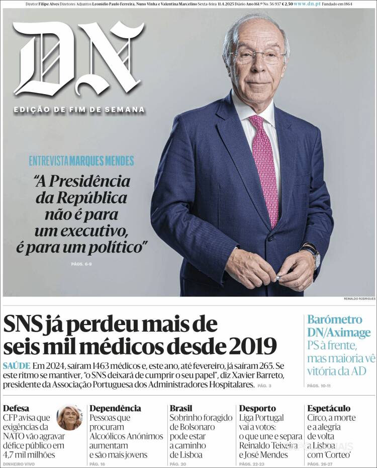 Portada de Diário de Noticias (Portugal)
