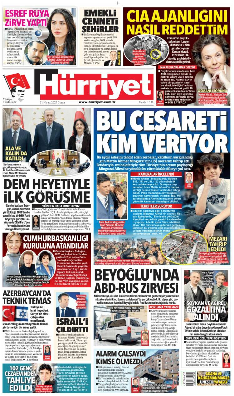 Portada de Hürriyet (Turqu&iacute;a)