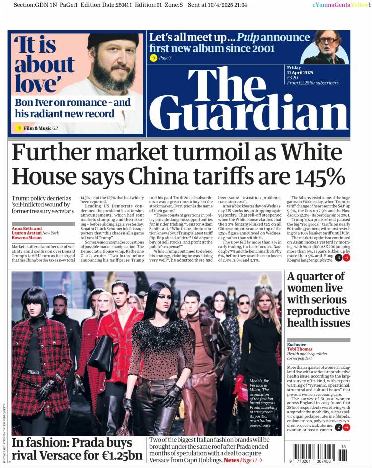 Portada de The Guardian (Reino Unido)