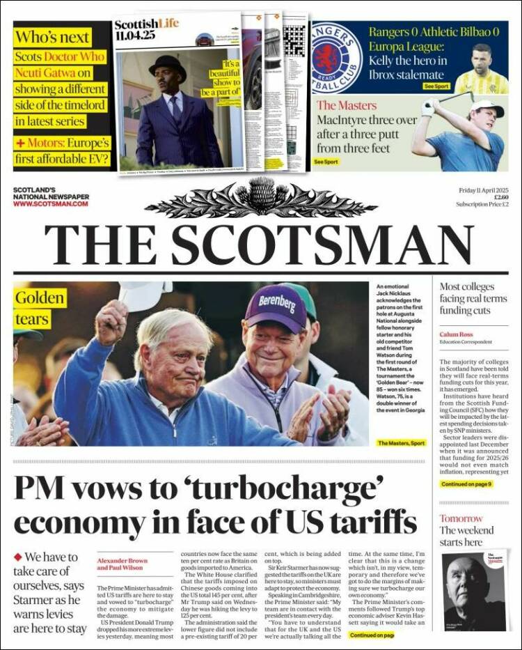 Portada de The Scotsman (Reino Unido)
