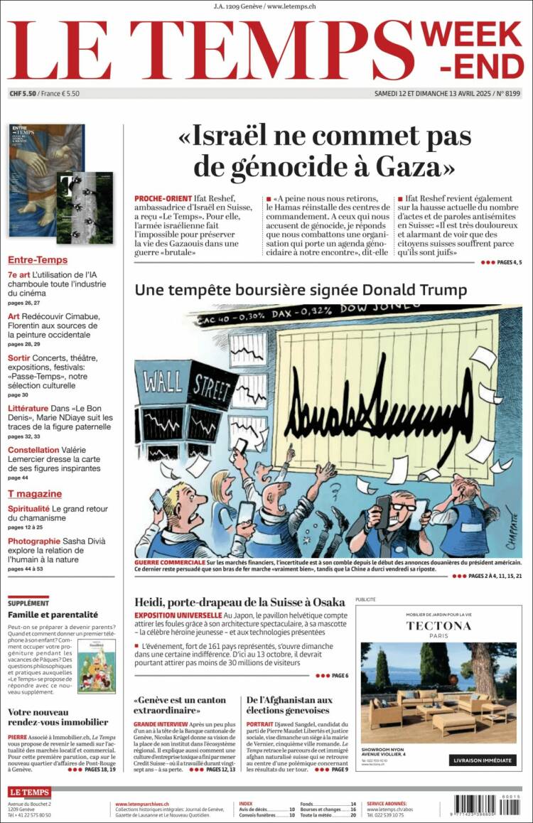 Portada de Le Matin (Suiza)