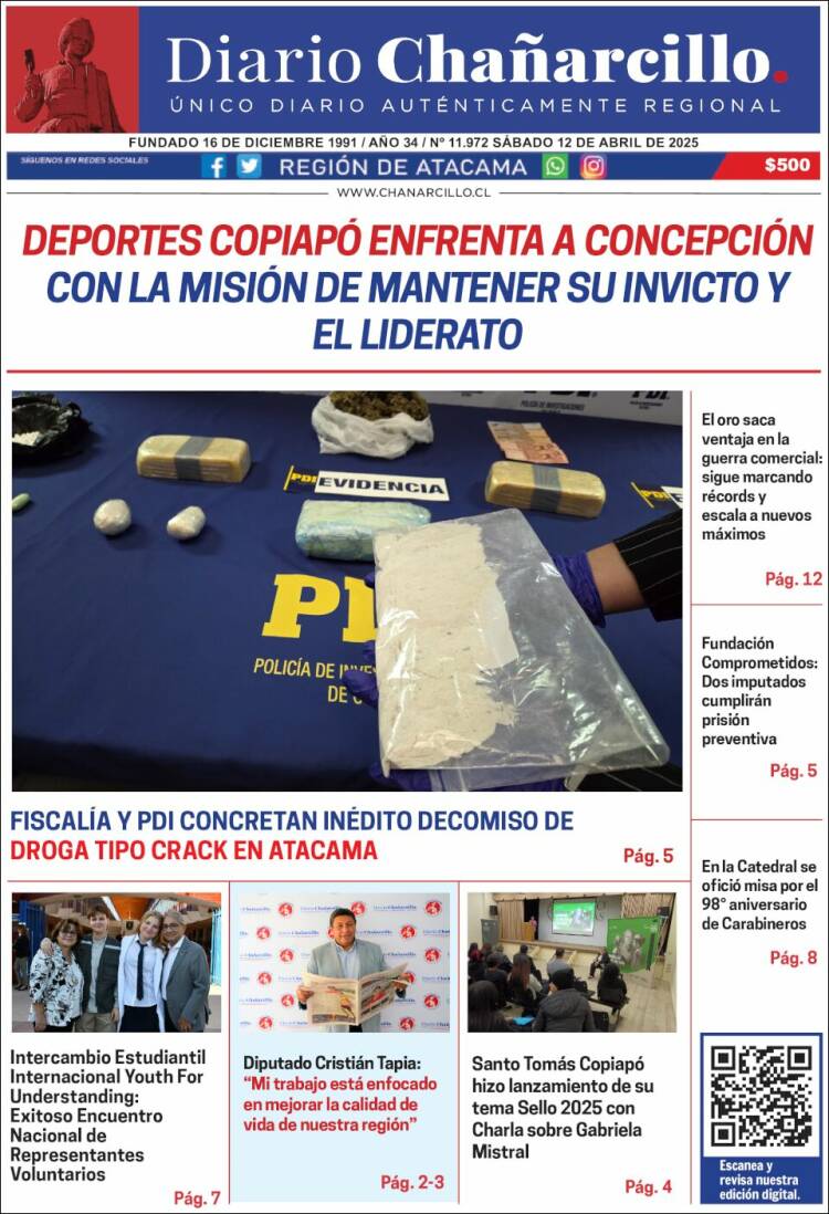 Portada de Diario Chañarcillo (Chile)