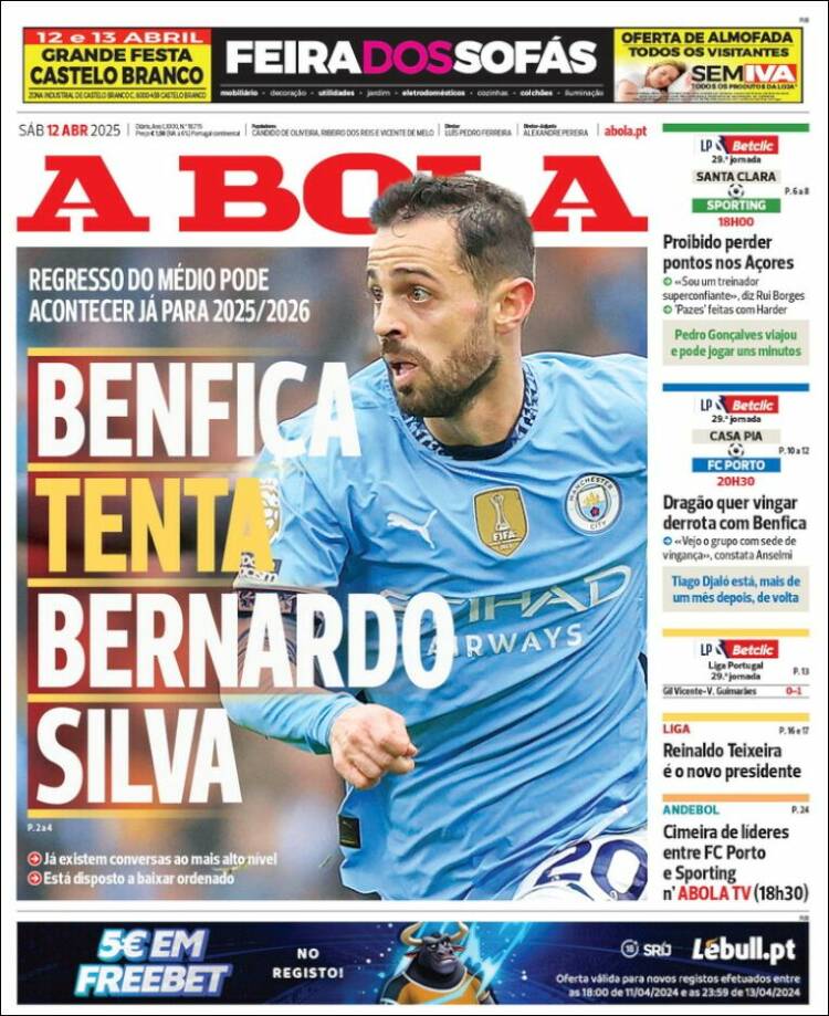 Portada de A Bola (Portugal)