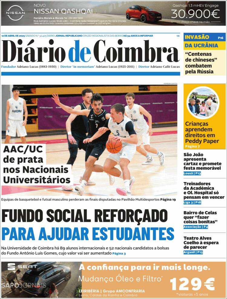 Portada de Diário de Coimbra (Portugal)