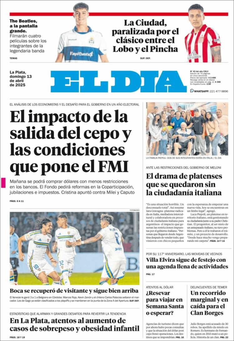 Portada de El Día de la Plata (Argentina)