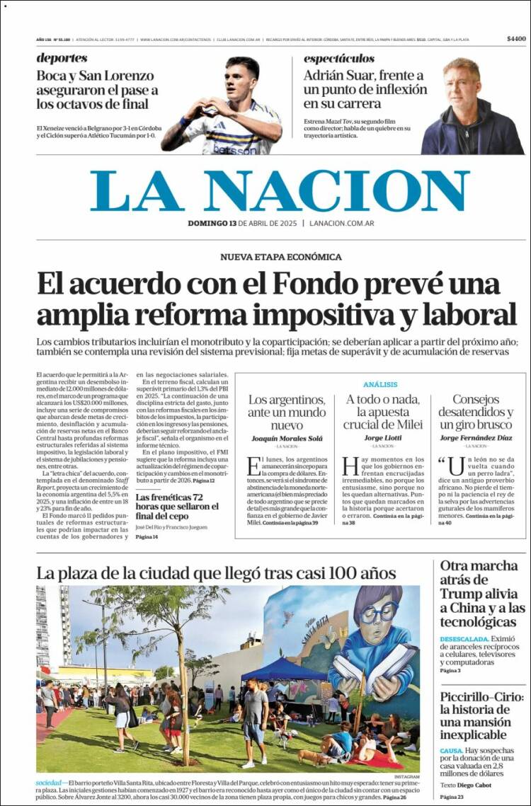 Portada de La Nación (Argentina)