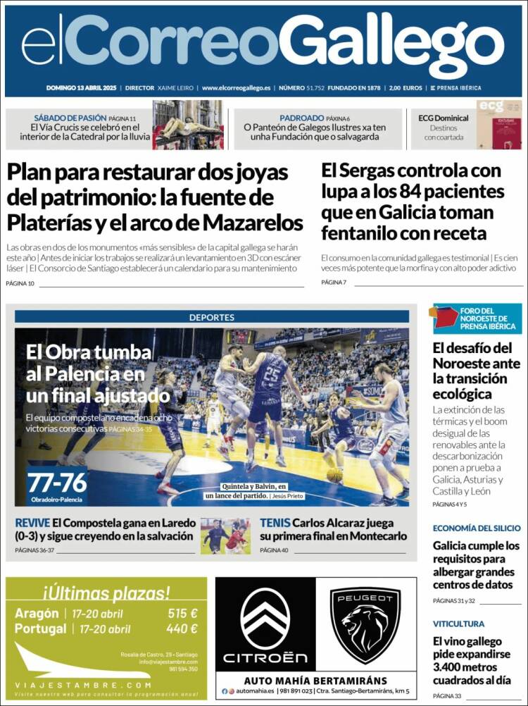 Portada de El Correo Gallego (España)