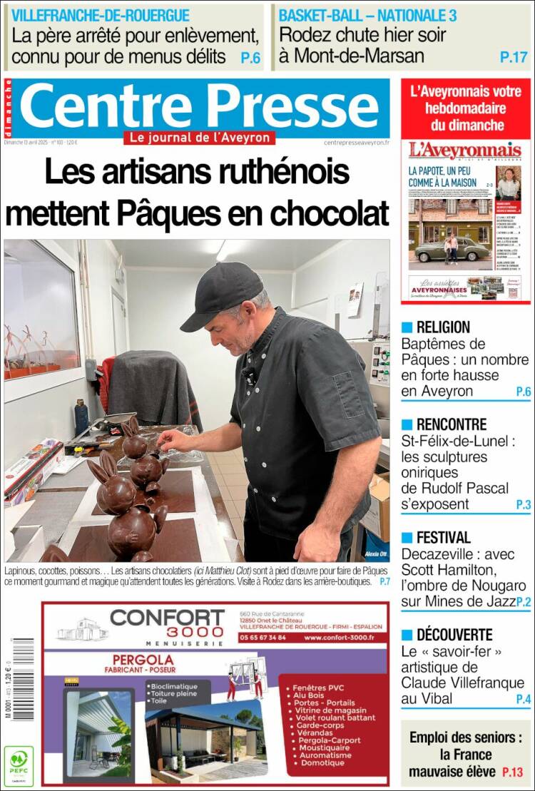 Portada de Centre Presse (Francia)