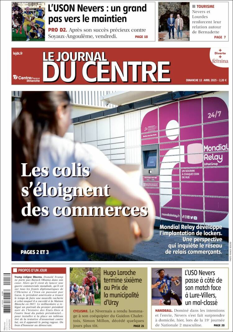 Portada de Le Journal du Centre (Francia)