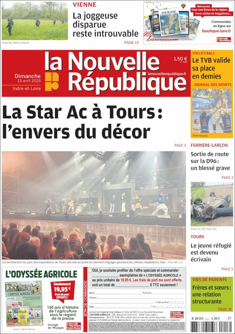 Portada de La Nouvelle Republique (Francia)