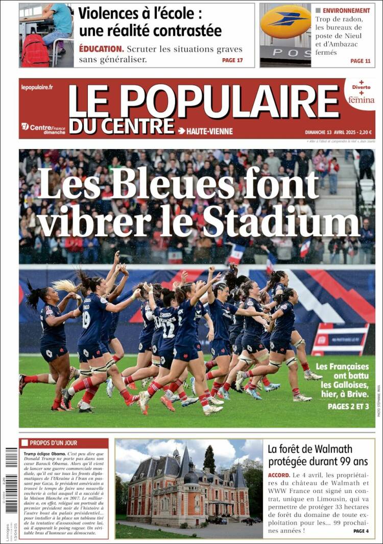 Portada de Le Populaire du Centre (Francia)