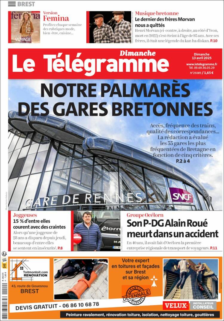 Portada de Télégramme (Francia)
