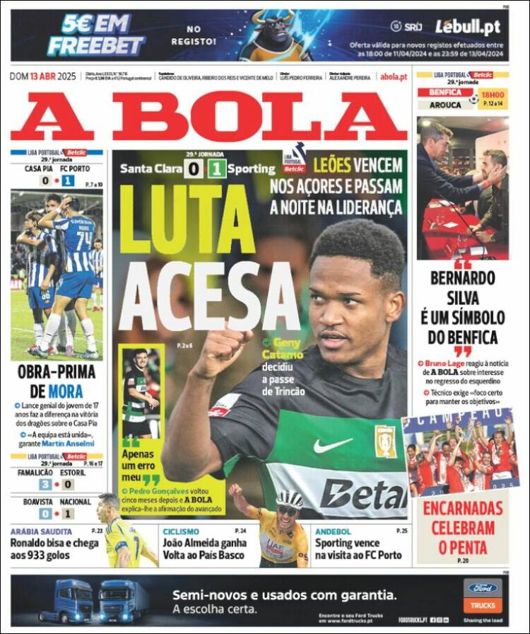 Portada de A Bola (Portugal)