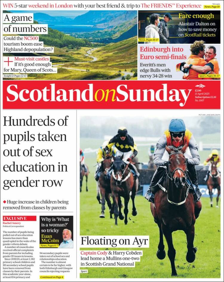 Portada de The Scotsman (Reino Unido)