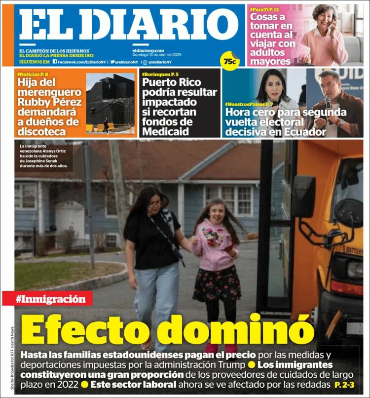 Portada de El Diario NY (USA)