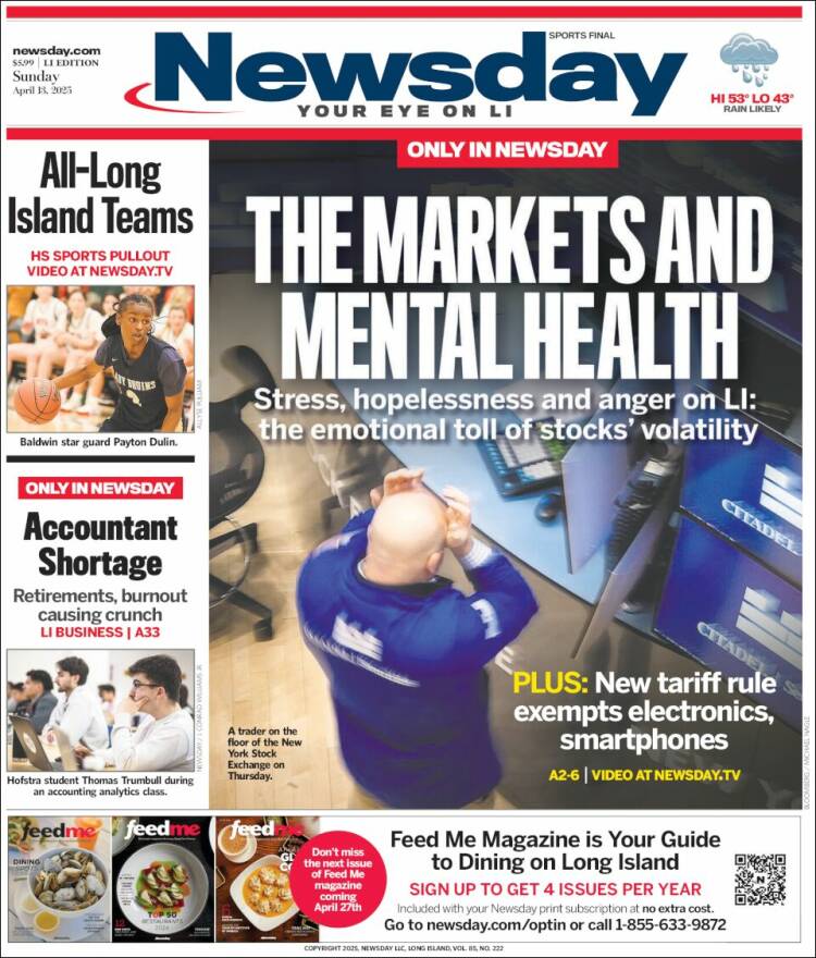 Portada de Newsday (USA)