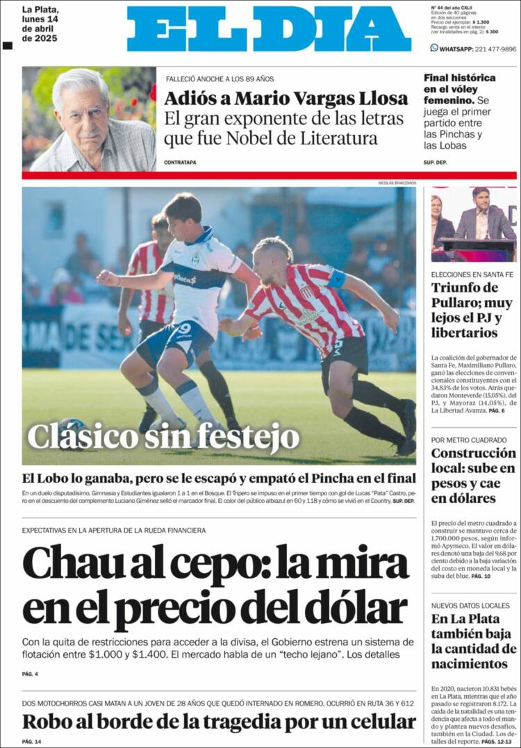 Portada de El Día de la Plata (Argentina)