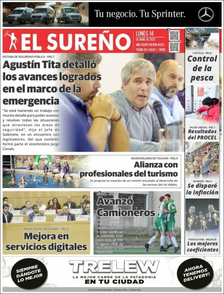 Portada de Diario El Sureño (Argentina)