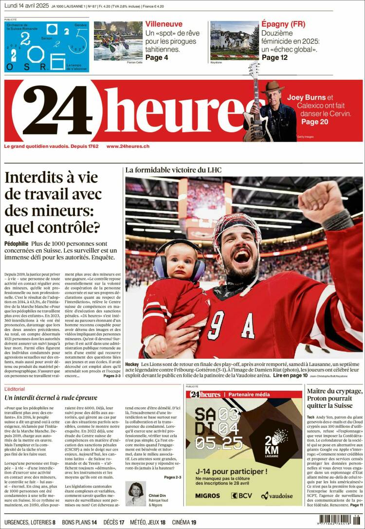 Portada de 24 Heures (Suiza)