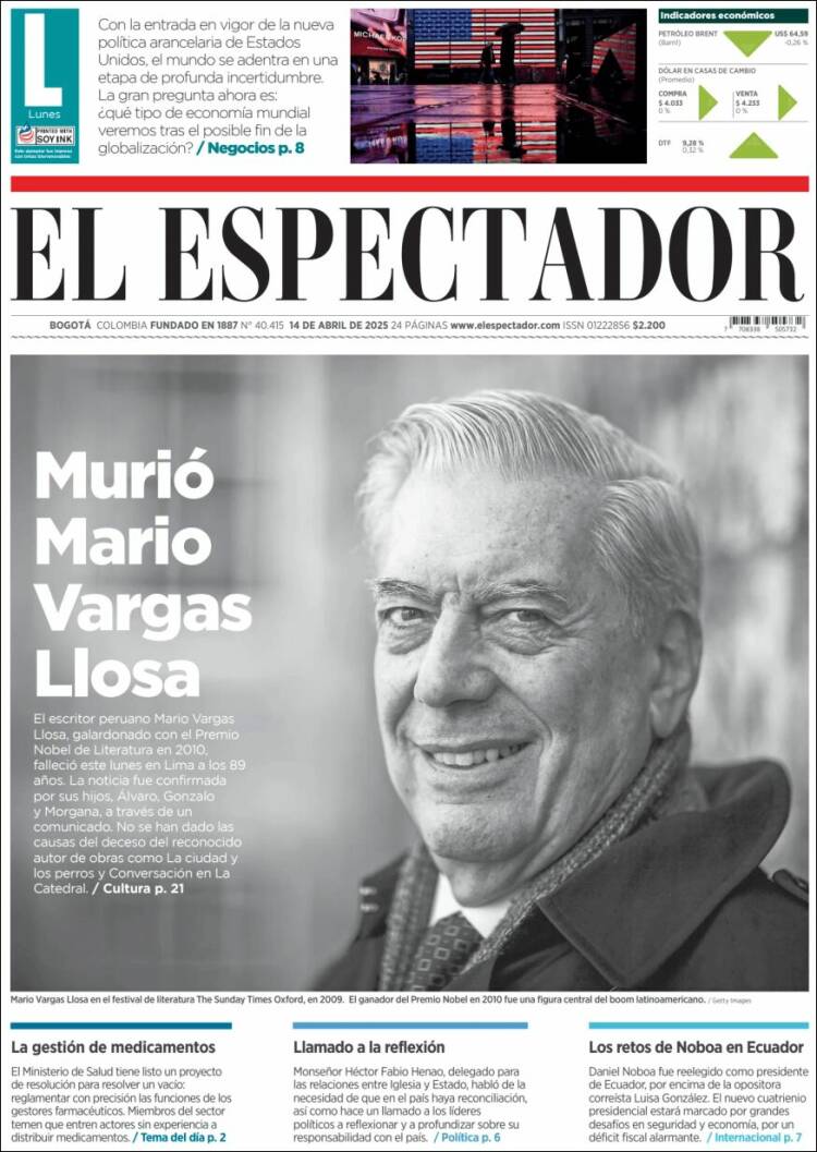 Portada de El Espectador (Colombia)