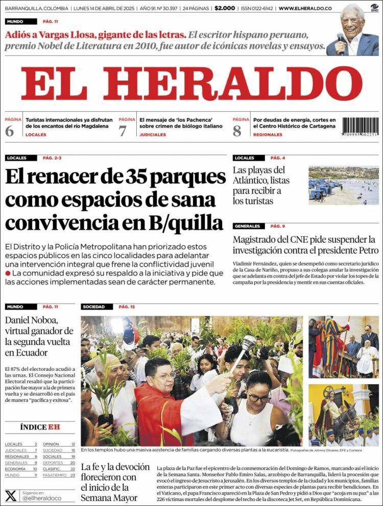 Portada de El Heraldo (Colombia)