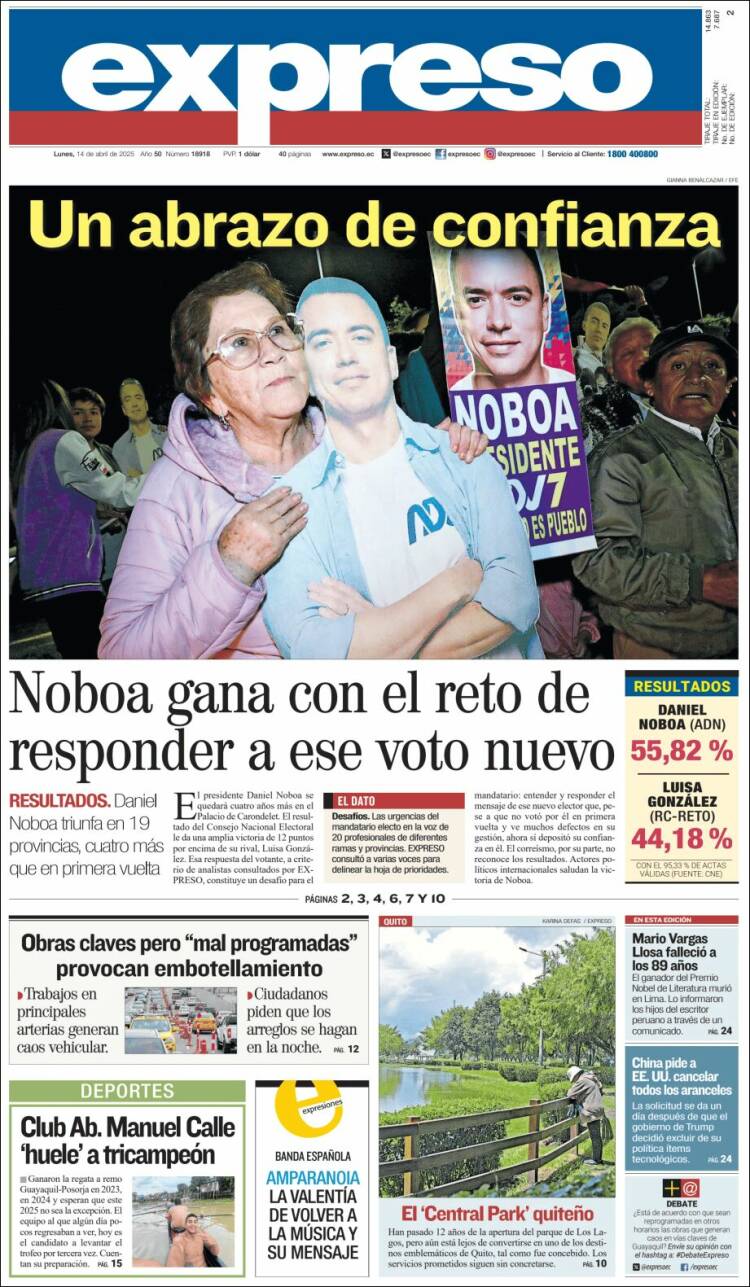 Portada de Expreso (Ecuador)