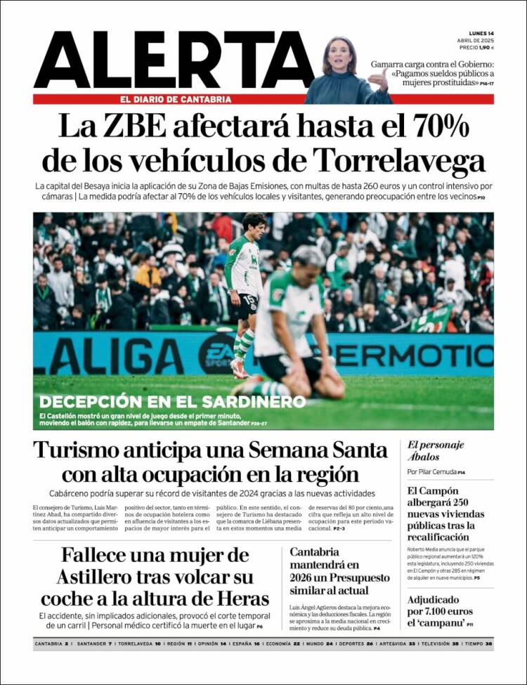 Portada de Alerta - El Diario de Cantabria (España)