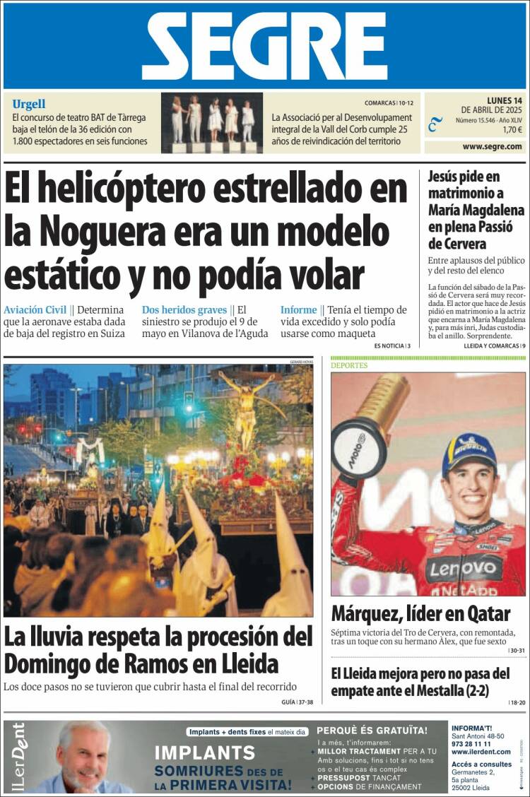 Portada de Segre  (España)