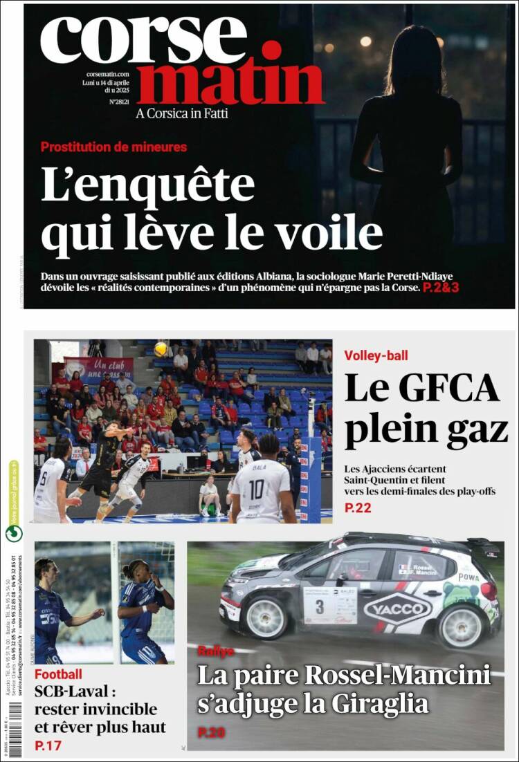 Portada de Corse-Matin (Francia)