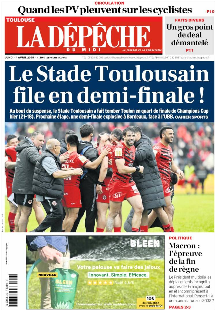 Portada de La Dépêche du Midi (France)