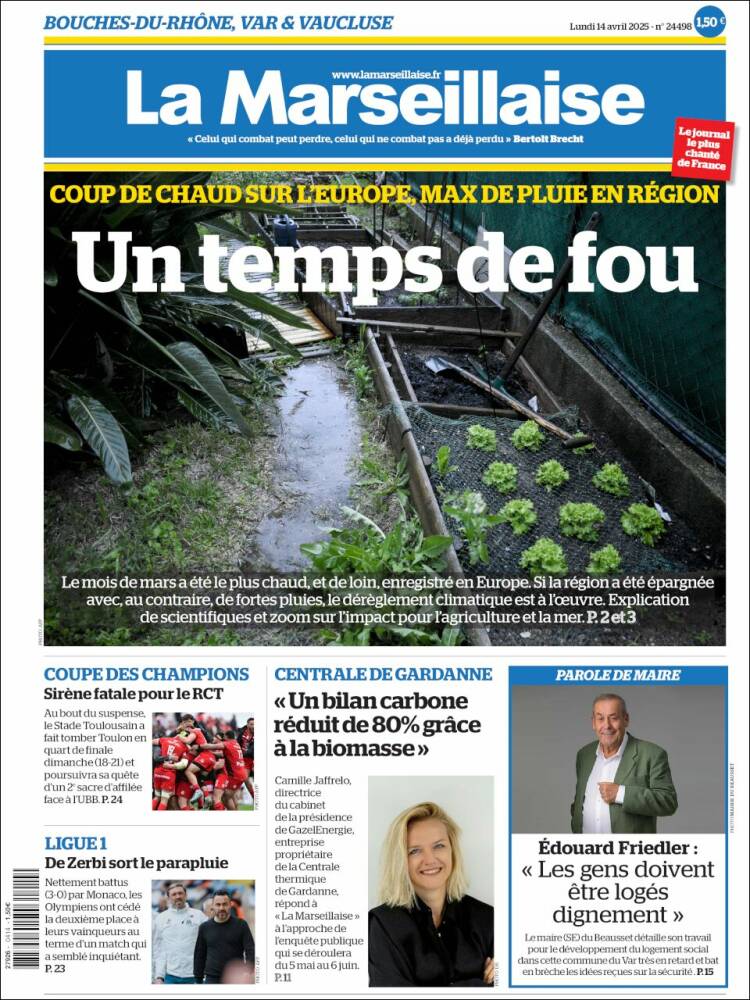 Portada de La Marseillaise (Francia)