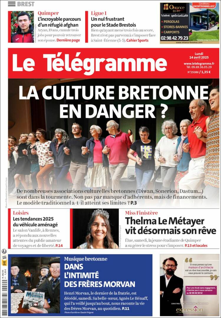 Portada de Télégramme (Francia)