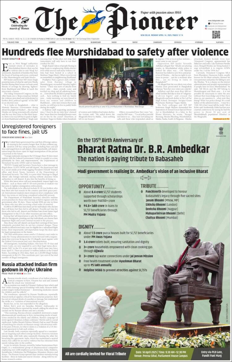 Portada de The Pioneer (India)