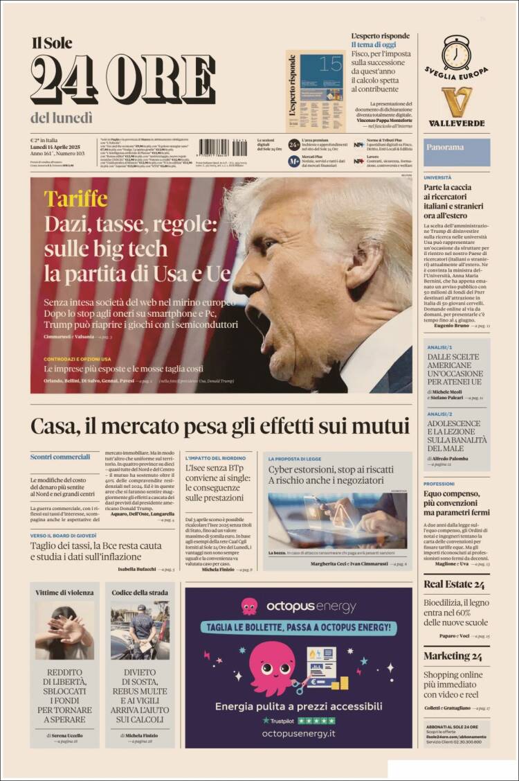 Portada de Il Sole 24 ORE (Italia)